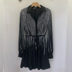 Terani Couture Rhinestone Long Sleeve Mini Dress